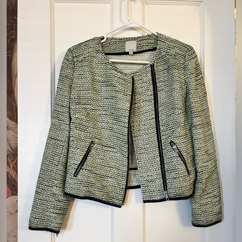 Halogen Women's Black, Lime, and White Tweed Jacket sz Small